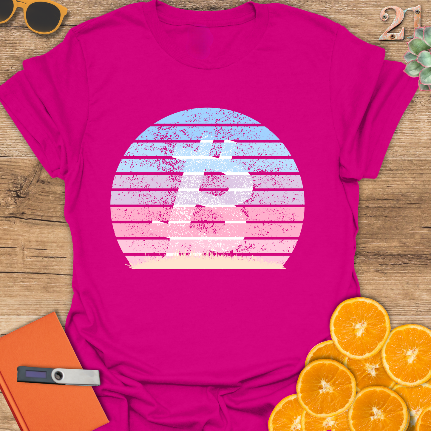 Retro pink Bitcoin T-Shirt