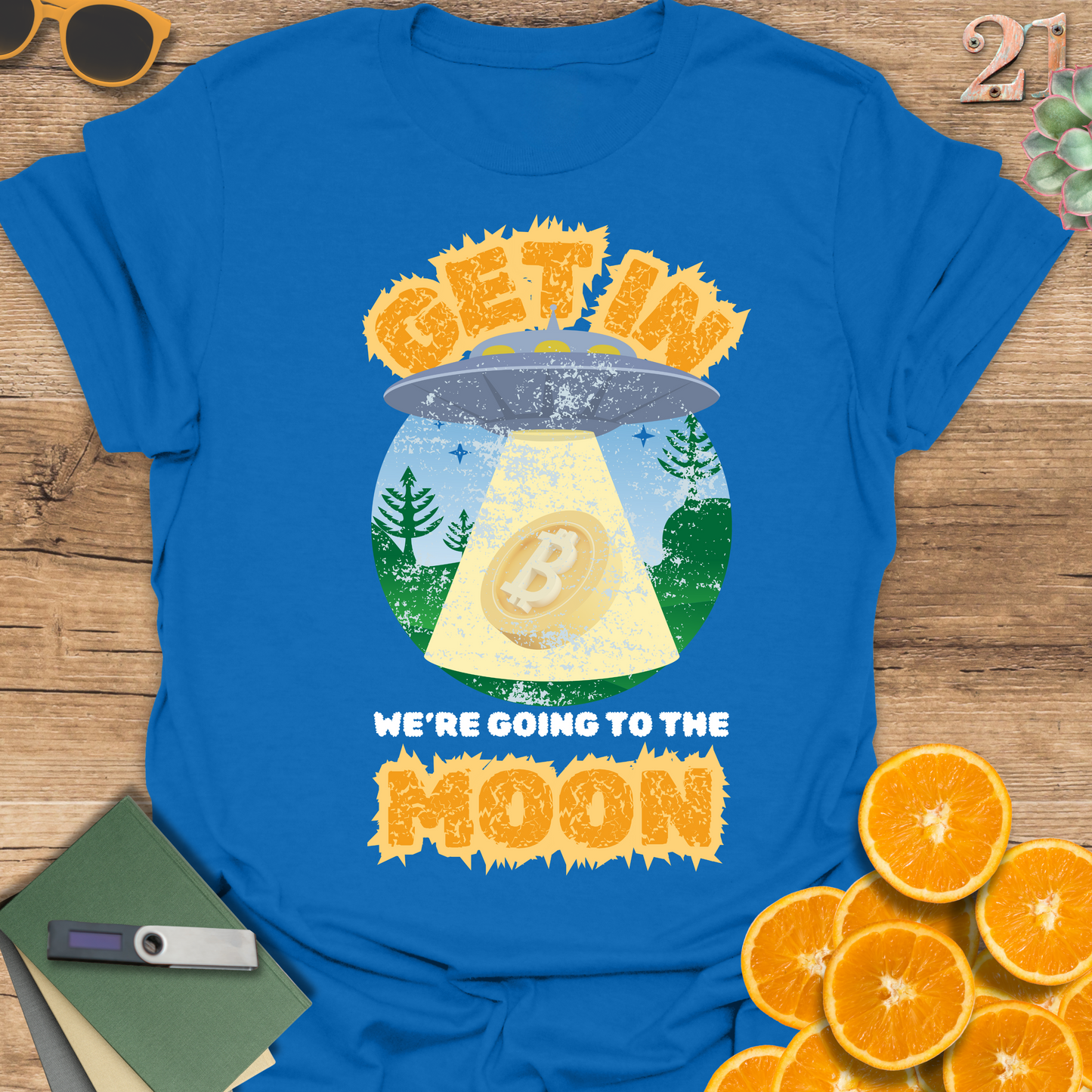 Alien Spaceship Bitcoin to the Moon T-Shirt